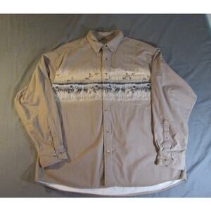 Cabela's Shirt Deerskin Soft Chamois Tan Hunting Dogs Ducks Outdoor Mens XL